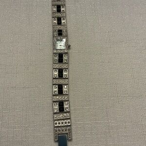 Gruen Vintage Clear Crystal Silver Tone Watch